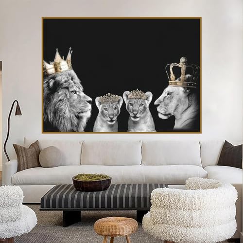KAIDAARTLH Schwarz und Weiß Löwe Leinwand Bilder, Tiere Poster Set Kunstdrucke, für Wohnzimmer Schlafzimmer Dekor-Rahmenlos(B,50x70cm) von KAIDAARTLH