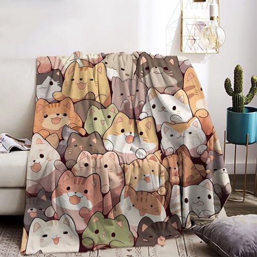 Katzemotiv Kuscheldecke 150x200cm, Süße Tiermotiv Weich Bequem Kunstfell Decke, Kuscheldecken für Herbst Winter Couch Bett (150x200cm, Katze-3) von KAIDAARTLH
