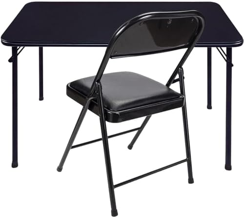 KAIHAOWIN Schreibtisch mit Klappstuhl, 97x47cm Computertisch/Esstisch Set, Platzsparend Klapptisch mit Klappstuhl,Arbeitstisch für Büro, Multifunktionstisch und Stuhl für Zu Hause, Draußen, Schwarz von KAIHAOWIN