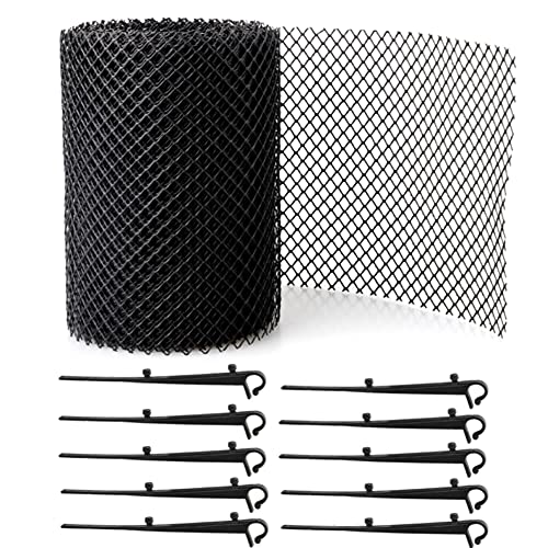 KAIISSA 15cm x 6m Mesh Dachrinnenschutz Gutter Guard Blattschutzmatte Dachrinnenblock Blätter Moosschutt Schild mit Befestigungsclips Verhindert Abfluss- und Dachrinnenblockaden, Schwarz von KAIISSA