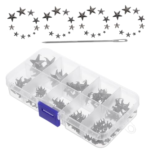 KAILIKETIY 1 Satz Fünfzackige Sternnieten mit Box Werkzeug Metallnieten für DIY Kleidung Schuhe Taschen Einfach Anbringen Vielseitig Einsetzbar Robust und Langlebig von KAILIKETIY