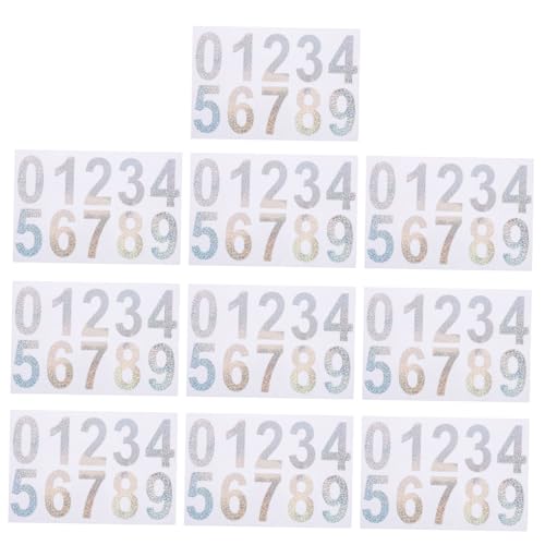 KAILIKETIY 10 Sets Adressaufkleber Für Briefkasten Mülleimernummern Aufkleber Reflektierende Briefkastennummern E Mail Nummer Reflektierende Aufkleber Digitale Nummernaufkleber von KAILIKETIY