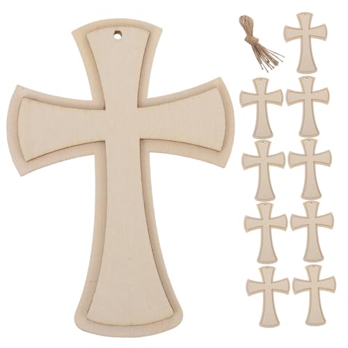 KAILIKETIY 10 Stück Kirchenanhänger Heimkreuz Vintage Heimdekor Einfaches Kreuz Mehrzweck Dekorationskreuz Kreuz Tisch Und Stuhlhussen Miniaturkreuz Sammlerkreuz Holz Beige von KAILIKETIY