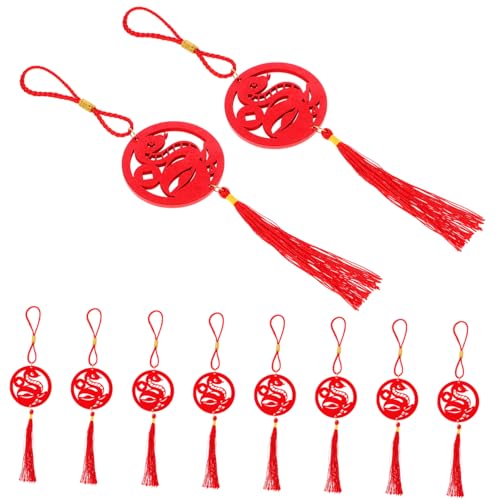 KAILIKETIY 10 Stück Teiliges Holzanhänger für Chinesische Neujahr Dekorative Frühlingsfest Pendants für Bonsai und Topfpflanzen Deko für Jahr der Schlange von KAILIKETIY