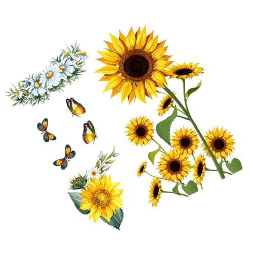 KAILIKETIY 1Satz Wandaufkleber Sonnenblumen DIY Selbstklebende Blumen Wandsticker für Wohnzimmer und Schlafzimmer Dekorative Wandtattoos aus Reißfestem Abnehmbar und Einfach von KAILIKETIY