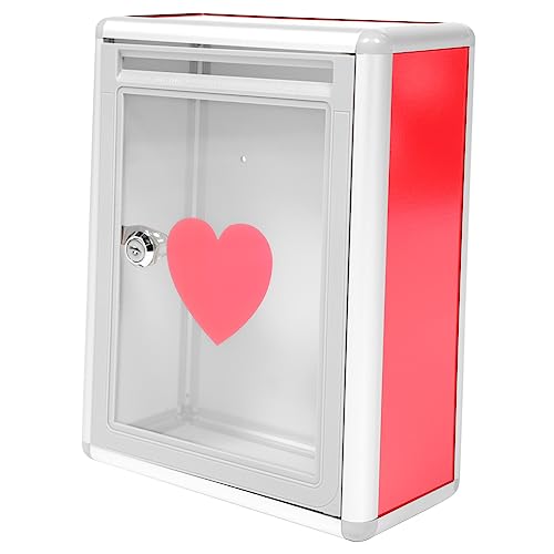 KAILIKETIY 1Stück Transparente Herzbox mit Schloss Abschließbare Spendenbox für Briefe und Vorschläge für Fundraising und Beschwerdeannahme aus Hochwertigem Material von KAILIKETIY