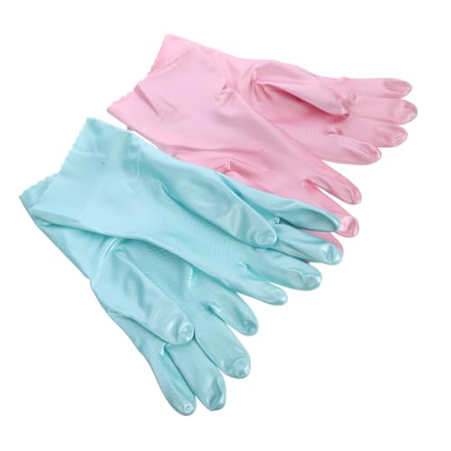 KAILIKETIY 2 Paare Dicke Gummihandschuhe für Geschirrspülen und Hausarbeit Küchenset in Himmelblau und Rosa Schutz für Hände Wiederverwendbar und Langlebig von KAILIKETIY