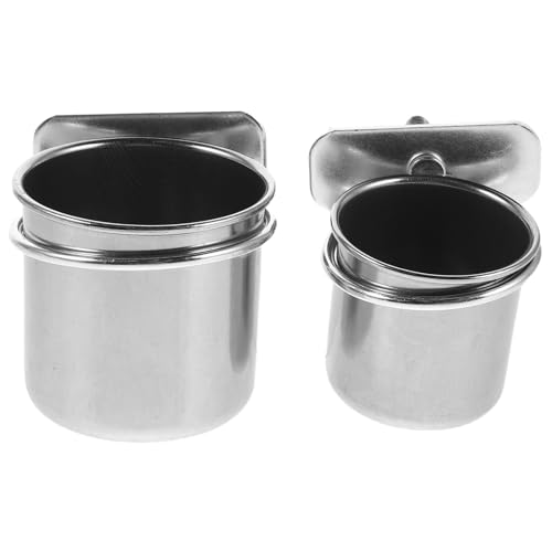 KAILIKETIY 2 Stück Edelstahl Papageien Futterbecher mit Stabilem Klammerhalter für Wellensittich Nymphensittich Vogelkäfig Einfach zu Befestigen Reinigen Langlebig und Sicher von KAILIKETIY