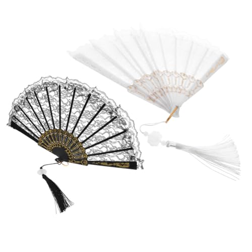 KAILIKETIY 2 Stück Vintage Faltbarer Handfächer mit Dekorativer Spitze und Quasten Tragbar Elegant für Party Tanz Fotografie Sommerausflug und Einfach zu Bedienen KAILIKETIY 2 Stück Vintage Faltbarer Handfächer mit Dekorativer Spitze und Quasten Tragbar Elegant für Party Tanz Fotografie Sommerausflug und Einfach zu Bedienen von KAILIKETIY