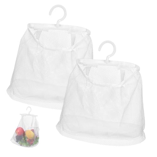 KAILIKETIY 2stücke Hängende Atmungsaktive Mesh Aufbewahrungstasche Küchen Badezimmer Organizer Für Obst Gemüse Wäscheklammern Und Mehr Inklusive Aufhänger von KAILIKETIY
