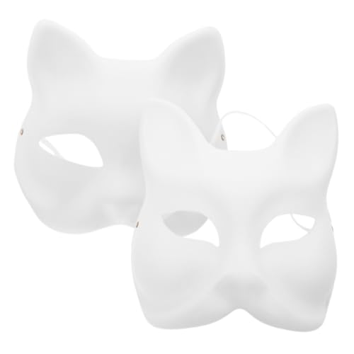 KAILIKETIY 2stücke Papier Katze Maske DIY Bemalbare Leere Maske Für Cosplay Party Geburtstag Hochzeit Fest Unvollendete Tier Für Frauen Mädchen von KAILIKETIY