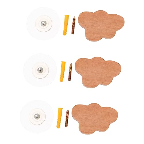 KAILIKETIY 3 Stück Teiliges Holz Wandhaken Selbstklebend Punch Aufhänger für Jacken Mantel Schlüssel Garderobenhaken Wolkenform Praktisch und Modern für Flur Schlafzimmer Kinderzimmer von KAILIKETIY