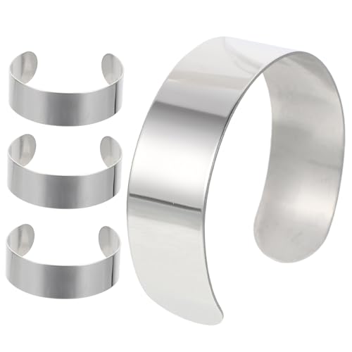 KAILIKETIY 4 Stück Teiliges Edelstahl Armbandrohling mit Lederband DIY Manschetten Armreif Innenkern Gravur Schmuckherstellung Unisex Verstellbar Langlebig KAILIKETIY 4 Stück Teiliges Edelstahl Armbandrohling mit Lederband DIY Manschetten Armreif Innenkern Gravur Schmuckherstellung Unisex Verstellbar Langlebig von KAILIKETIY