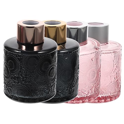 KAILIKETIY 4 Stück Geprägte Glas Aromatherapie Flaschen Nachfüllbare Parfümflasche Für Schlafzimmer Dekoration Für Ätherische Öle Und Düfte Transparent Mit Unterschiedlichen von KAILIKETIY