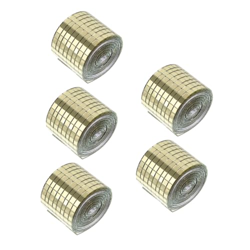 KAILIKETIY 5 Rollen Selbstklebende Mini Spiegel Mosaikfliesen Goldfarben DIY Wandaufkleber für Küche Bad Wohnraum Dekoration und Bastelprojekte mit Stark Haftendem Rückkleber von KAILIKETIY