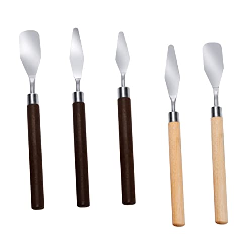 KAILIKETIY 5stücke Teiliges Spachtel Edelstahl Für Ölmalerei Farbmischen Mit Holzgriff Für Bequemen Gebrauch Geeignet Für Gouache-malerei Kunsthandwerk Und Bildhauerei von KAILIKETIY