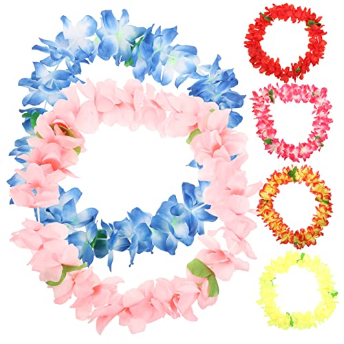 KAILIKETIY 6Stücke Teiliges Hawaiianischer Blumenkranz für Luau Party Robuste Farbenfrohe Leis Hellrosa für Geburtstagsfeiern und Tropische Events von KAILIKETIY