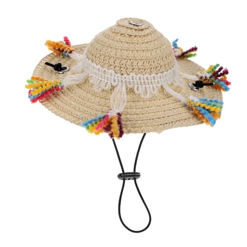 KAILIKETIY Haustier Strohhut mit Quaste Verstellbar Kopfbedeckung für Hunde und Katzen Sonnenschutz Cooles Kostüm für Geburtstagsfeiern und Fotoshootings in Khaki KAILIKETIY Haustier Strohhut mit Quaste Verstellbar Kopfbedeckung für Hunde und Katzen Sonnenschutz Cooles Kostüm für Geburtstagsfeiern und Fotoshootings in Khaki von KAILIKETIY