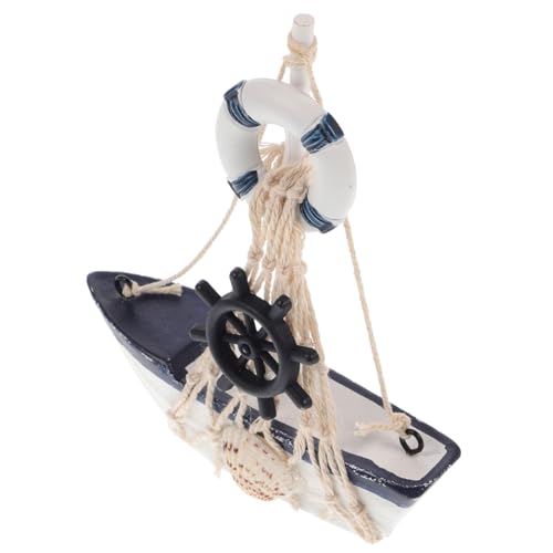 KAILIKETIY Holz Segelboot Dekoration Im Mediterranen Stil Kreatives Nautisches Ornament Mit Baumwollseilnetz Für Tisch Wohnzimmer Und Küche Lebensretter-Design von KAILIKETIY