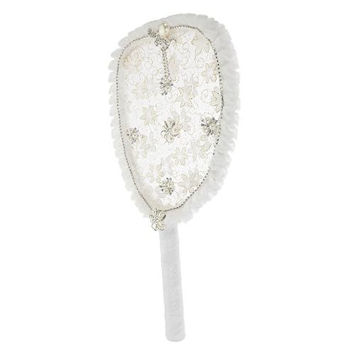 KAILIKETIY Lüfterdekoration Spitzenfächer Braut- Schnürsenkel Lace Fan robust Handventilator Handfächer-Hochzeitsgeschenke Handfächer für Hochzeiten Fan mit Spitze Handgebläse Eisendraht Weiß von KAILIKETIY