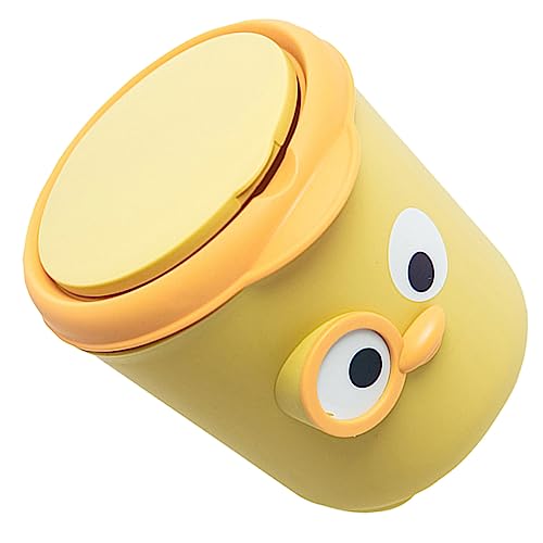 KAILIKETIY Mini Schreibtisch Mülleimer mit Deckel Niedlicher Cartoon Abfallbehälter für Büro Schlafzimmer und Wohnzimmer Kompakte aus Robustem Material für Kleine Räume von KAILIKETIY