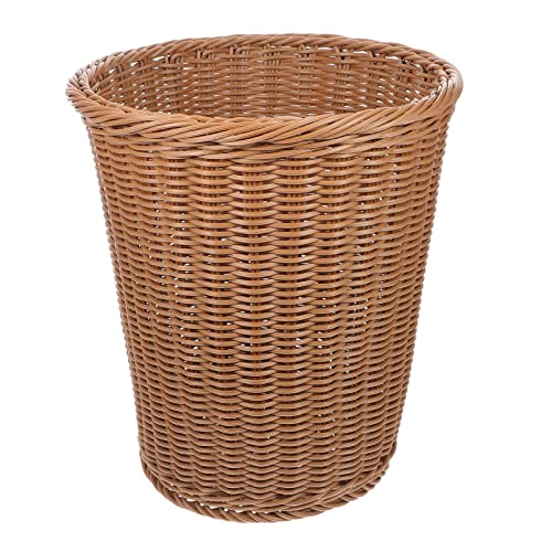 KAILIKETIY Schreibtisch Papierkorb Imitiert Rattan Gefälschte Rattan Papierkorb Gewebt Mülleimer Beige KAILIKETIY Schreibtisch Papierkorb Imitiert Rattan Gefälschte Rattan Papierkorb Gewebt Mülleimer Beige von KAILIKETIY