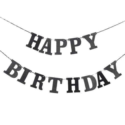 KAILIKETIY Schwarzes Happy Birthday Folienbanner mit Goldenem Wimpel für Mädchen Jungen Stilvolle Geburtstagsdeko für Innen und Außen Einfache Montage Vielseitig Einsetzbar für KAILIKETIY Schwarzes Happy Birthday Folienbanner mit Goldenem Wimpel für Mädchen Jungen Stilvolle Geburtstagsdeko für Innen und Außen Einfache Montage Vielseitig Einsetzbar für von KAILIKETIY