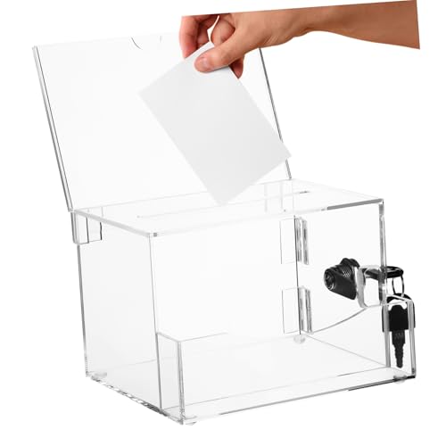 KAILIKETIY Spendenbox mit Schloss Transparente Wahlurne für Abstimmungen Vorschläge und Spenden Robuste Sammelbox für Wohltätigkeitsorganisationen und Nutzung von KAILIKETIY
