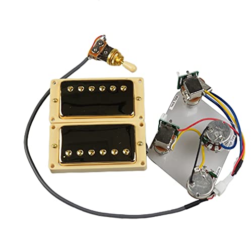Humbucker Gitarren-Pickups Humbucker-Pickups Hals- Und Bridge-Pickup 4C-Kabel-Kabelbaum Push-Pull-Soll-Set Für Gibson Epiphone-Gitarre (Color : Goldd Yellow Frame) von KAILINGBAIHUOSHANGHANG