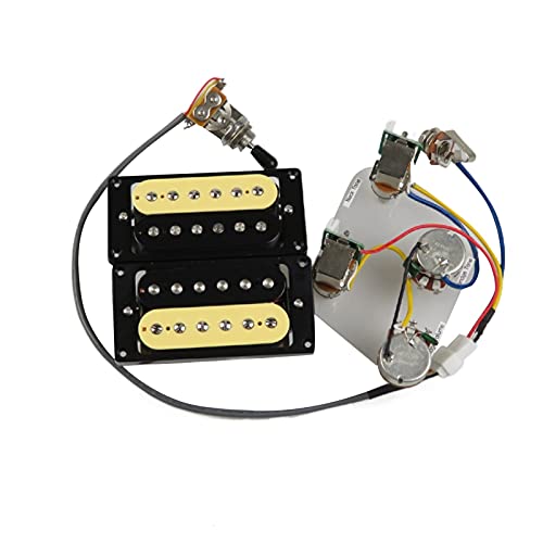 Humbucker Gitarren-Pickups Humbucker-Pickups Hals- Und Bridge-Pickup 4C-Kabel-Kabelbaum Push-Pull-Soll-Set Für Gibson Epiphone-Gitarre (Color : Zebra Black Frame) von KAILINGBAIHUOSHANGHANG