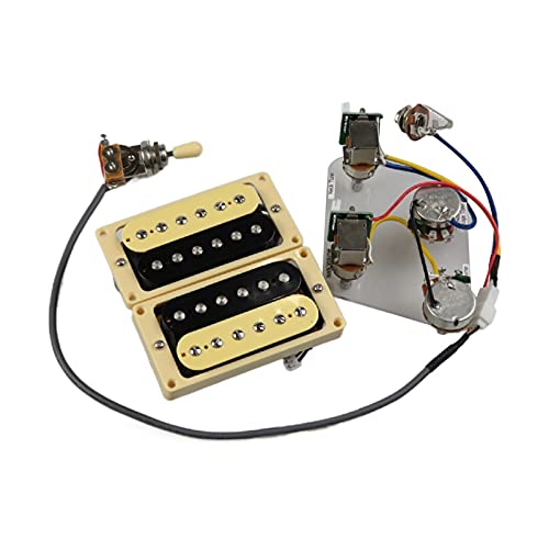 Humbucker Gitarren-Pickups Humbucker-Pickups Hals- Und Bridge-Pickup 4C-Kabel-Kabelbaum Push-Pull-Soll-Set Für Gibson Epiphone-Gitarre (Color : Zebra Yellow Frame) von KAILINGBAIHUOSHANGHANG