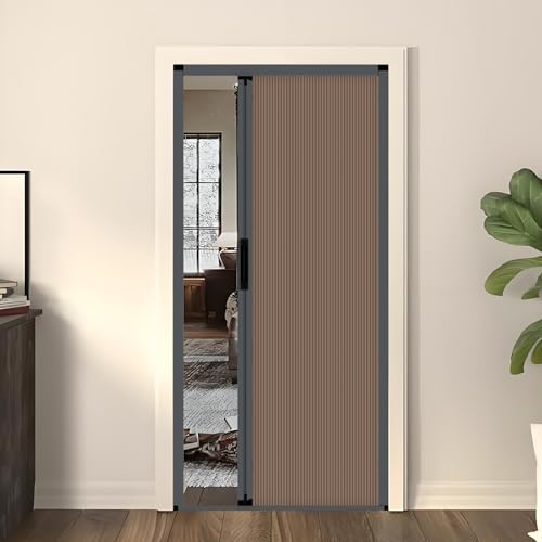 KAILODI Falttür, Falttüren Nach Maß, Innentüren Komplettset, Einziehbare Falttür Mit Aluminiumrahmen Und Zellgewebe, Für Schlafzimmer, Balkon, Küche, Dachböden, Fenster Grauer Rahmen braun von KAILODI