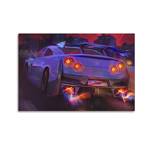 KAIMI JDM-Poster für GTR Sportwagen, Superauto-Rennwagen, dekoratives Gemälde, Leinwand, Wandposter und Kunstdruck, modernes Familienschlafzimmer-Dekor-Poster, 50 x 75 cm von KAIMI