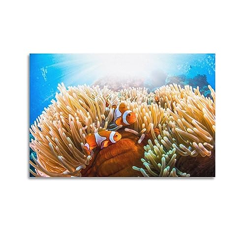 KAIMI Poster mit Meerestiermotiven, schönes Fisch-Poster, dekoratives Gemälde, Leinwand-Wandposter und Kunstdruck, modernes Familienschlafzimmer-Dekor-Poster, 60 x 90 cm von KAIMI