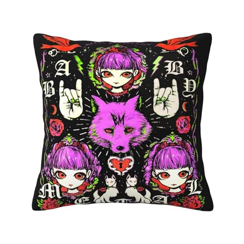 KAINSTIS Babysmetal Japanese Girls Band Büro Rückenstützenschoner Innenraumentzückende Kissenbezüge Sofa Rückenstützenschoner Mehrfarbig 40 x 40 cm von KAINSTIS