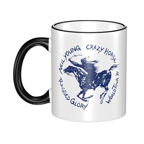 KAINSTIS Keramik Young Rock Band Neil Crazy Horse Wasserbecher Milch-Kaffee-Keramik-Mug Teetasse für die Büroruhezone von KAINSTIS