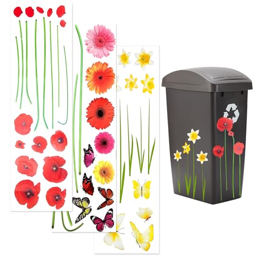 3 Blätter Mülltonnen Aufkleber, Mülltonnenaufkleber Wetterfest, Mülltonnenaufkleber, Sticker Blumen, Kühlschrank Aufkleber, Aufkleber für Mülltonnen (Gänseblümchen, Gelbe Blumen, Rote Blumen) 3 Blätter Mülltonnen Aufkleber, Mülltonnenaufkleber Wetterfest, Mülltonnenaufkleber, Sticker Blumen, Kühlschrank Aufkleber, Aufkleber für Mülltonnen (Gänseblümchen, Gelbe Blumen, Rote Blumen) von KAIOWPEIC