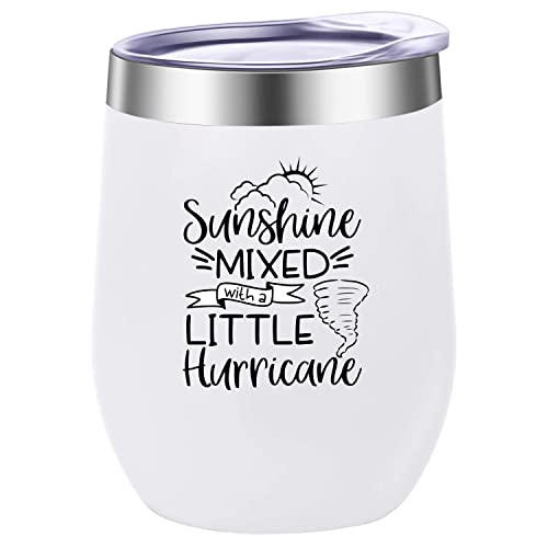 Lustiges Geschenk für Frauen und Mädchen, Sunshine gemischt mit einem kleinen Hurricane Weinglas, 340 ml mit Deckel, einzigartige Saftmilch und Kaffeetasse, Vakuum-Edelstahlbecher mit Zitaten von KAIRA