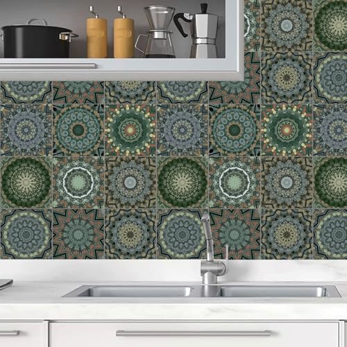 KAIRNE 18 Stück Grün Fliesenaufkleber,Mosaik Küche Wandfliese Aufkleber,Marokkanischer Fliesenfolie Badezimmer,Treppenaufkleber Wandfliese Aufkleber,Wasserdicht Selbstklebende Fliesensticker,15×15CM KAIRNE 18 Stück Grün Fliesenaufkleber,Mosaik Küche Wandfliese Aufkleber,Marokkanischer Fliesenfolie Badezimmer,Treppenaufkleber Wandfliese Aufkleber,Wasserdicht Selbstklebende Fliesensticker,15×15CM von KAIRNE