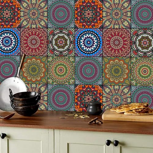KAIRNE 18 Stück Mosaik Küche Wandaufkleber,Bunt Wandfliese Aufkleber,Marokkanischer Fliesenaufkleber für Badezimmer,Treppenaufkleber Fliesenfolie,Wasserdicht Selbstklebende Fliesensticker,15×15CM KAIRNE 18 Stück Mosaik Küche Wandaufkleber,Bunt Wandfliese Aufkleber,Marokkanischer Fliesenaufkleber für Badezimmer,Treppenaufkleber Fliesenfolie,Wasserdicht Selbstklebende Fliesensticker,15×15CM von KAIRNE