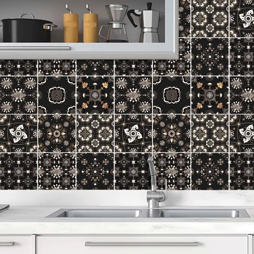 KAIRNE 18 Stück Schwarz Fliesenaufkleber,Mosaik Küche Wandfliese Aufkleber,Marokkanischer Fliesenfolie Badezimmer,Treppenaufkleber Wandfliese Aufkleber,Wasserdicht Selbstklebende Fliesensticker KAIRNE 18 Stück Schwarz Fliesenaufkleber,Mosaik Küche Wandfliese Aufkleber,Marokkanischer Fliesenfolie Badezimmer,Treppenaufkleber Wandfliese Aufkleber,Wasserdicht Selbstklebende Fliesensticker von KAIRNE