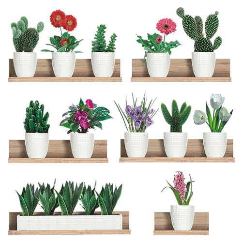 KAIRNE 3D Grüne Pflanze Wandtattoo,Wandtattoo für Wohnzimmer,PVC Grüne Blätter Wandsticker,Rosa Blumen Topfpflanze Wandaufkleber für Schlafzimmer,Pflanze Blumen Wandbild für Küche Büro Flur Wanddeko von KAIRNE