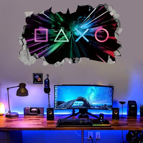 KAIRNE 3D Wandtattoo Gamer,Wandtattoo Kinderzimmer Jungen,Bunte Gamer Poster,Gaming Wandbild für Schlafzimmer,Wandtattoo Junge Teenager,Videospiel Wandstikcer für Jugendzimmer Deko Geschenk von KAIRNE