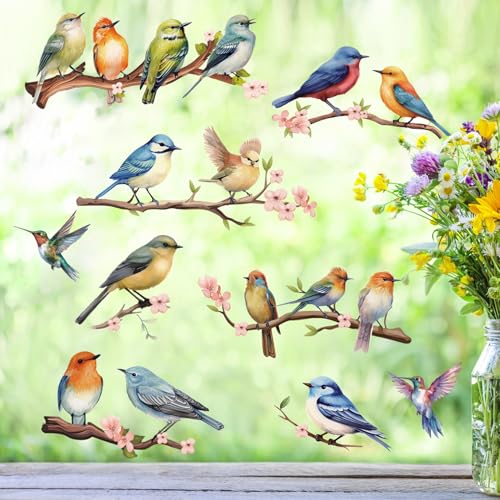 KAIRNE Aquarell Vögel Fensteraufkleber,Garten Vögel Fenstersticker,Bunt Tiere Wandtattoo für Kinderzimmer,Transparent Frühling Fensteraufkleber für Schlafzimmer Fenterdeko,Schutz vor Vogelkollisionen KAIRNE Aquarell Vögel Fensteraufkleber,Garten Vögel Fenstersticker,Bunt Tiere Wandtattoo für Kinderzimmer,Transparent Frühling Fensteraufkleber für Schlafzimmer Fenterdeko,Schutz vor Vogelkollisionen von KAIRNE