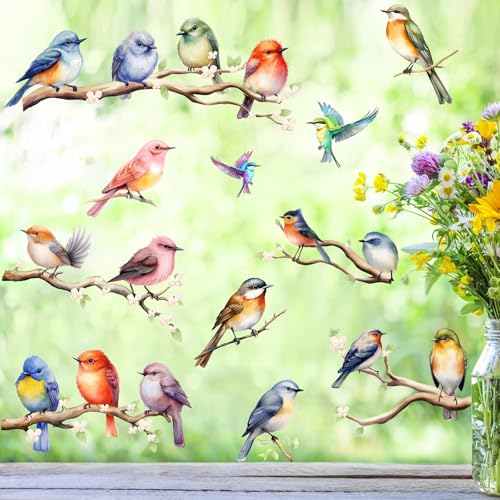 KAIRNE Aquarell Vögel Fensteraufkleber,Garten Vögel Fenstersticker,Bunt Tiere Wandtattoo für Kinderzimmer,Transparent Frühling Fensteraufkleber für Schlafzimmer Fenterdeko,Schutz vor Vogelkollisionen KAIRNE Aquarell Vögel Fensteraufkleber,Garten Vögel Fenstersticker,Bunt Tiere Wandtattoo für Kinderzimmer,Transparent Frühling Fensteraufkleber für Schlafzimmer Fenterdeko,Schutz vor Vogelkollisionen von KAIRNE