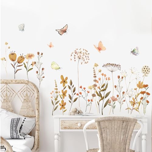 KAIRNE Blumen Boho Wandaufkleber Schmetterling Löwenzahn Pflanzen Wandsticker Wildblume Löwenzahn Gras Wanddeko für Schlafzimmer Wohnzimmer Sofa Hintergrund Garten Wandtattoo Kinderzimmer Wanddeko KAIRNE Blumen Boho Wandaufkleber Schmetterling Löwenzahn Pflanzen Wandsticker Wildblume Löwenzahn Gras Wanddeko für Schlafzimmer Wohnzimmer Sofa Hintergrund Garten Wandtattoo Kinderzimmer Wanddeko von KAIRNE