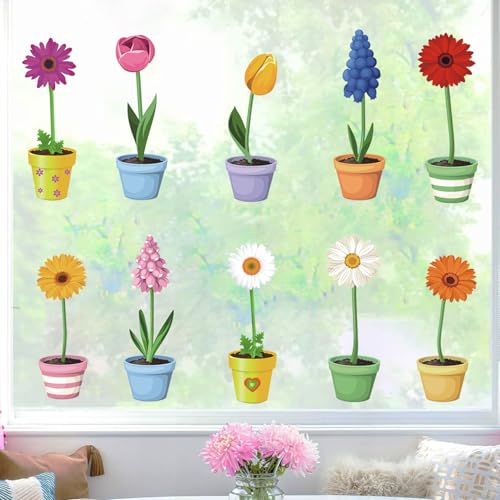 KAIRNE Blumen Fenster Aufkleber,Blumen Fenstersticker,Pflanzen Blumen Fensterdeko,Garten Fensterbilder,Topfpflanze Sonnenblume Chrysantheme Wandtattoo für Wohnzimmer Schlafzimmer Frühling Sommer Deko KAIRNE Blumen Fenster Aufkleber,Blumen Fenstersticker,Pflanzen Blumen Fensterdeko,Garten Fensterbilder,Topfpflanze Sonnenblume Chrysantheme Wandtattoo für Wohnzimmer Schlafzimmer Frühling Sommer Deko von KAIRNE