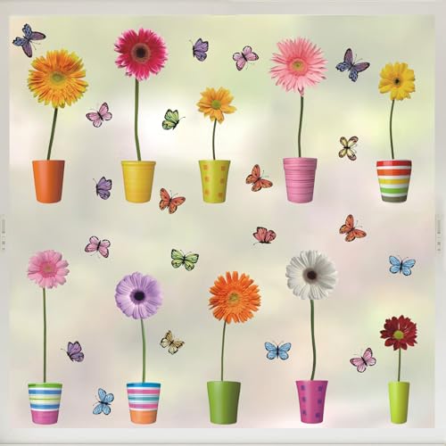 KAIRNE Blumen Fenster Aufkleber,Blumen Fenstersticker,Pflanzen Blumen Fensterdeko,Garten Schmetterling Fensterbilder,Topfpflanze Sonnenblume Wandtattoo Wohnzimmer Schlafzimmer Frühling Sommer Deko KAIRNE Blumen Fenster Aufkleber,Blumen Fenstersticker,Pflanzen Blumen Fensterdeko,Garten Schmetterling Fensterbilder,Topfpflanze Sonnenblume Wandtattoo Wohnzimmer Schlafzimmer Frühling Sommer Deko von KAIRNE