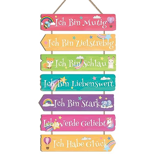 KAIRNE Einhorn Wanddeko für Kindzimmer Mädchen,Schild Einhorn Wandkunst,Regenbogen Holzschild mit Spruch,Inspirierende Zitate Wandbild,Tiere Wandschild für Babyzimmer Schlafzimmer Geschenk Tür Deko KAIRNE Einhorn Wanddeko für Kindzimmer Mädchen,Schild Einhorn Wandkunst,Regenbogen Holzschild mit Spruch,Inspirierende Zitate Wandbild,Tiere Wandschild für Babyzimmer Schlafzimmer Geschenk Tür Deko von KAIRNE