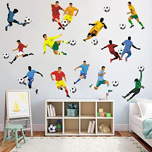 KAIRNE Fußball Wandtattoo,Wandtattoo für Kinderzimmer Junge,Kinder Fussball Wandaufkleber für Jugendzimmer,Fußballspieler Wandsticker für Schlafzimmer Teenager,Sport Fussbälle Wandbild für Babyzimmer von KAIRNE